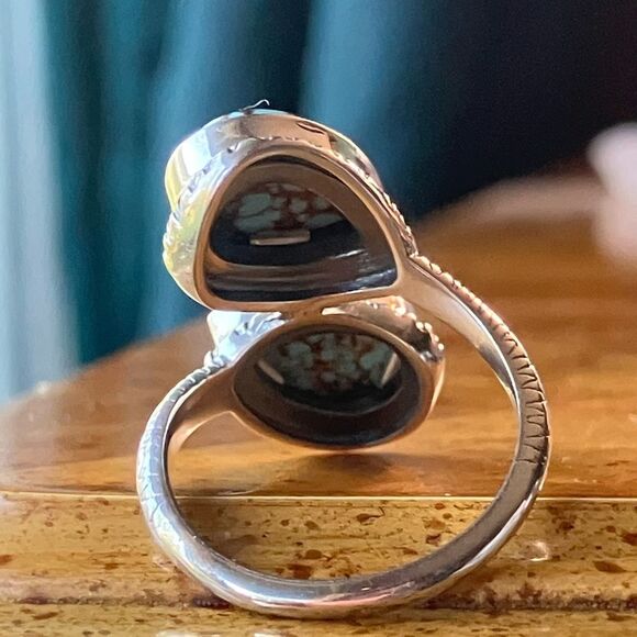 Natural Blue Moon Turquoise Sterling Silver Ring Size 6 - Picture 5 of 9
